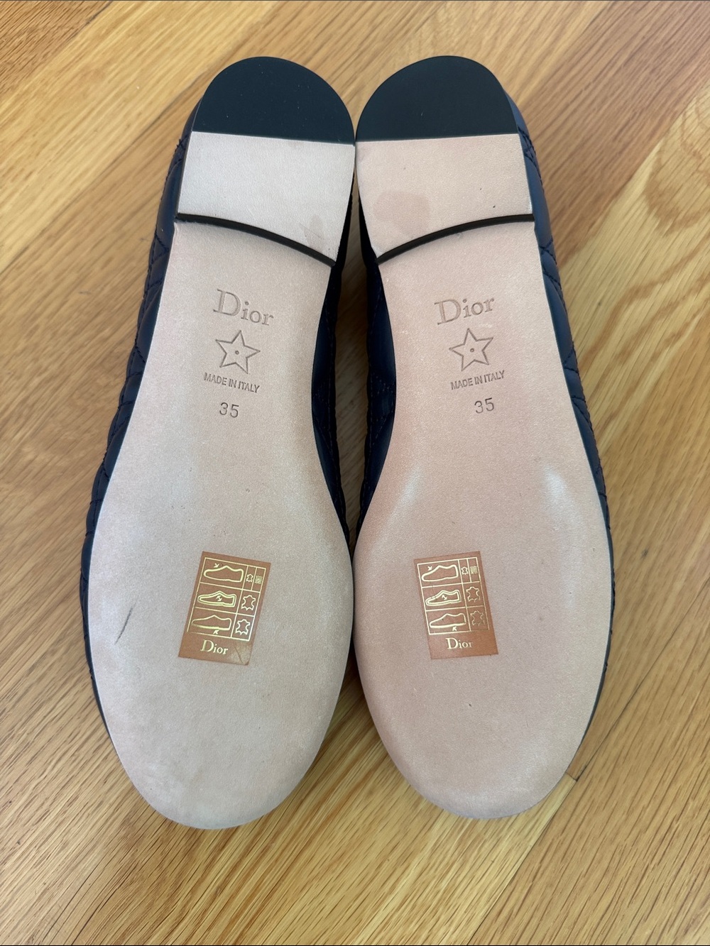 Dior Navy Quilted Ballet Flats with Bow and Pearl - Picture 4 of 11